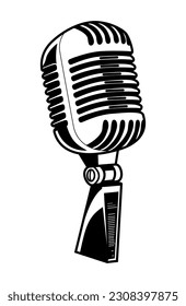 Black retro microphone. Vector Illustration