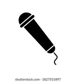 Black Retro microphone vector on white background. Mic silhouette. Flat stye vector illustration