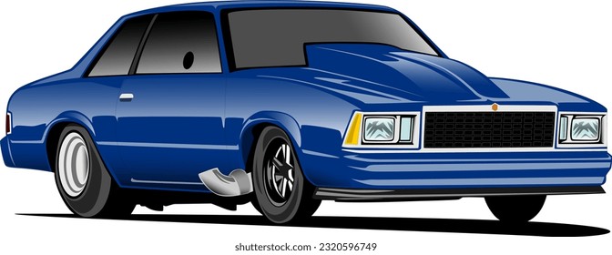 black retro oldschool classic vintage drag race sports american muscle car front side wheels vector illustration