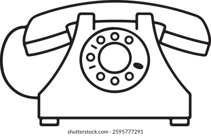 Black retro phone with clipping path