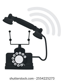 Black retro phone. vector illustration