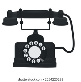 Black retro phone. vector illustration