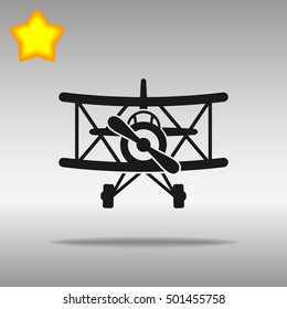 black retro plane Icon button logo symbol concept high quality on the gray background