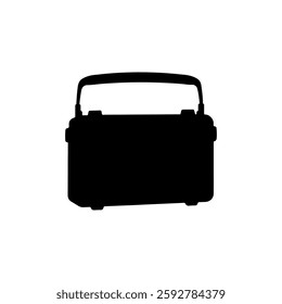 Black Retro protable radio silhouette vector illustration on white background
