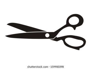 Black retro scissors icon on a white background - vector illustration