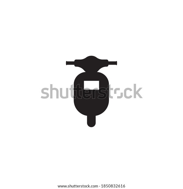 Black retro scooter or motorbike. Flat\
vector illustration isolated on white. Delivery, transport symbol.\
Healthy journey. Ecology. Go green.\
Hipster.