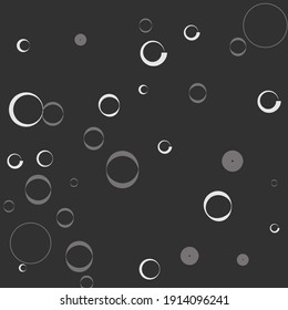 Black Retro Strict Vector Illustration. Grey Aluminum Light Calm Metal Minimal Modern Art Pattern. Silver Curves Oval Modern Style Background. Classical Round White Elegant Circles Art Illustration.