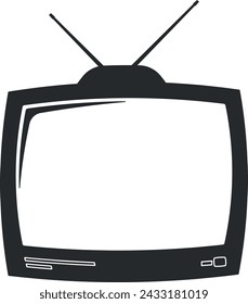 black retro style TV without background