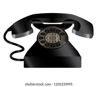 Black Retro Telephone on white background. vector illustration/eps10