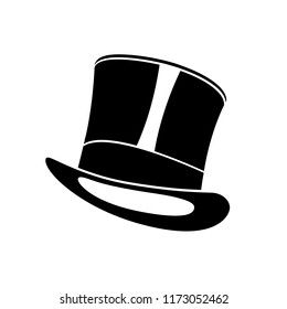 Black retro top hat. Gentleman cylinder hat vector illustration.