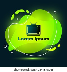 Black Retro tv icon isolated on black background. Television sign. Abstract banner with liquid shapes. Vector Illustration