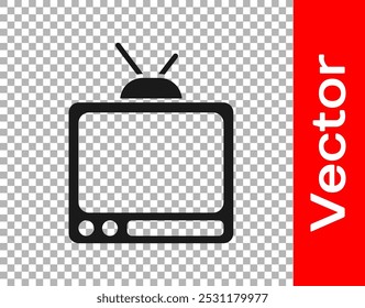 Black Retro tv icon isolated on transparent background. Television sign.  Vector