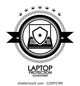 Black retro vintage label | tag | badge | laptop protection stamp