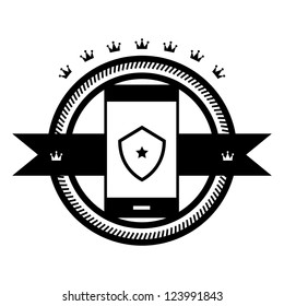 Black retro vintage label | tag | badge | phone protection stamp
