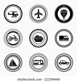Black retro vintage labels and badges: transportation