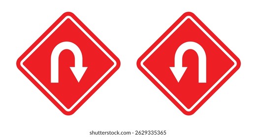 Black return arrow icon, simple go back sign vector u turn shape pointer flat design pictogram vector elements for app ads web banner button UI, UX interface elements. U turn arrow sign vector art. 