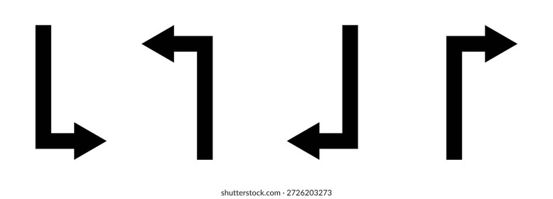 Icono de flecha de retorno negro, Vector de signo de retorno simple u puntero de forma de giro Elementos de Vector de pictograma de diseño plano para anuncios App Interfaz de usuario de Botón de Anuncio de Web, Elementos de interfaz UX. Arte vectorial de señal de flecha de giro en U. Ilustración vectorial EPS 10 .