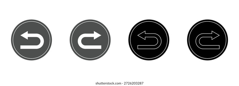 Icono de flecha de retorno negro, Vector de signo de retorno simple u puntero de forma de giro Elementos de Vector de pictograma de diseño plano para anuncios App Interfaz de usuario de Botón de Anuncio de Web, Elementos de interfaz UX. Arte vectorial de señal de flecha de giro en U. Ilustración vectorial EPS 10 .