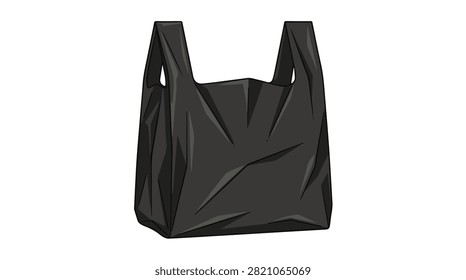 Black reusable shopping bag on transparent background, eco-friendly carryall for groceries and everyday shopping needs