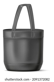 Black reusable tote bag for grocery shopping. Realistic mockup