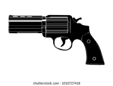 black revolver on white background, vector image