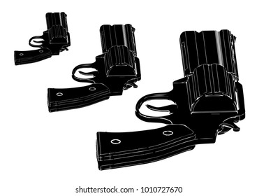 black revolver on white background, vector image