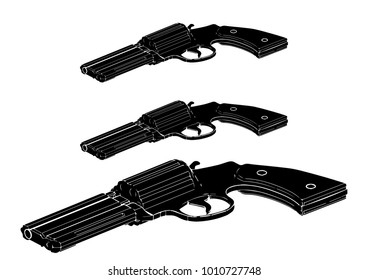 black revolver on white background, vector image