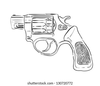 black revolver with a white background