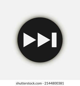 Black rewind button, flat design style.