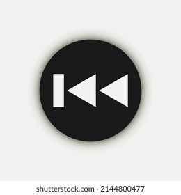 Black rewind button, flat design style.