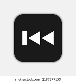 Black rewind button, flat design style