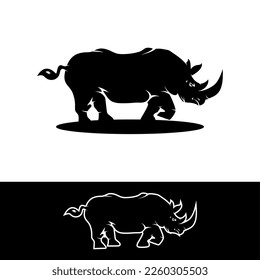 Black Rhino line art Rhino logo vector template