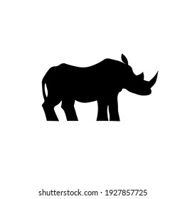 Black rhino silhouette. Hand drawn Sahara animal. Vector illustration.