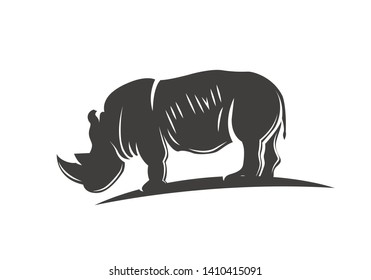 Black rhino silhouette. Isolated vector illustration.