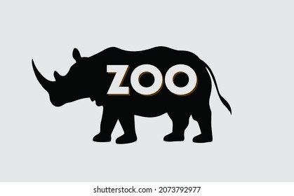 black rhino silhouette with zoo