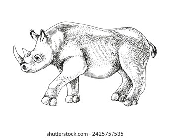 Black rhinoceros extinct animal sketch