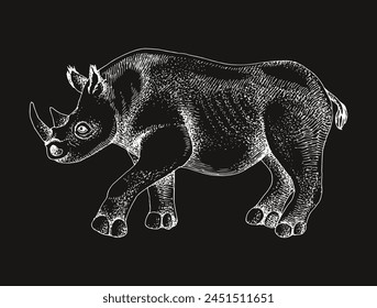 Black rhinoceros extinct animal sketch