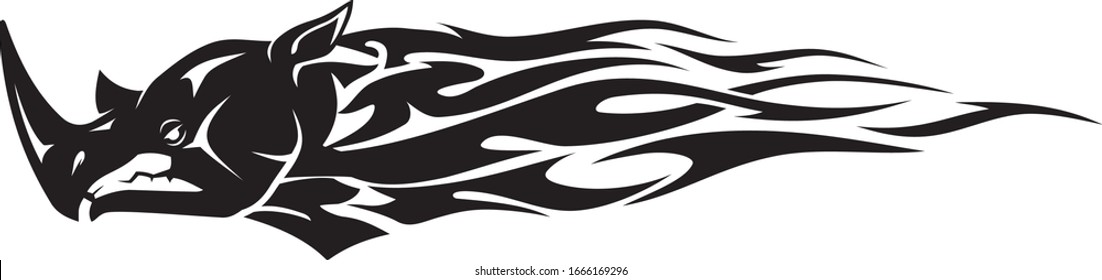 Black Rhinoceros Flame Abstract Illustration