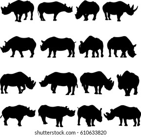 Black rhinoceros silhouette contour