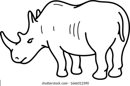 Black Rhinoceros. Vector outline icon.