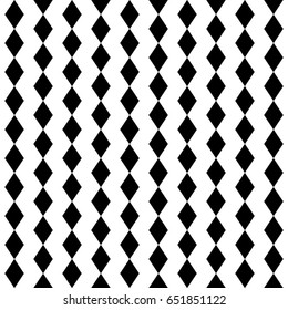 Black rhombic lines on white background. Seamless surface pattern design with diamonds ornament. Rhombuses wallpaper. Lozenge motif. Digital paper for textile print, page fill, web designing. Vector.