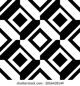 Black rhombs abstract pattern. Seamless repeated black and white rhombs pattern.