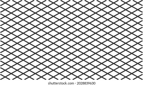 Black rhombus grid. Abstract checkered background. Monochrome diamond pattern. Vector illustration eps10.