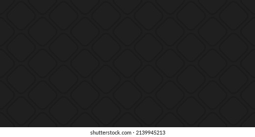 Black Rhombus Pattern. Dark Black Sofa Leather Texture. Geometric Vintage Simple Ornament and Fabric Texture. Black Rhombus Tile Background. Abstract Wallpaper Design. Vector Illustration.