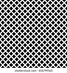 Black rhombuses tessellation on white background. Seamless surface pattern design with diamonds ornament. Crossed lines wallpaper. Grid motif. Digital paper for textile print, page fill. Vector art