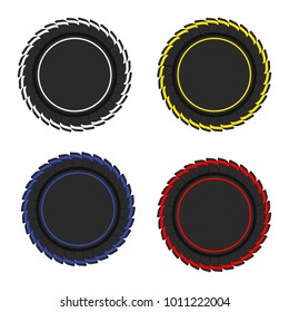 Black ribbon awards set. Trophy and reward, competition and victory, success and achievement. Flat vector cartoon illustration. Objects isolated on white background.