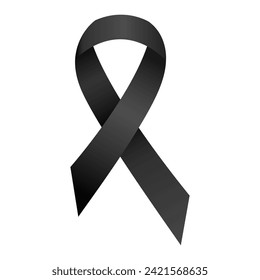 Black ribbon awareness Accidents, Anti-Terrorism, Insomnia, Melanoma, Memorials, Skin Cancer. Isolated on white background. Vector  illustration.