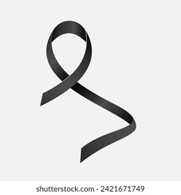 Black ribbon awareness Accidents, Anti-Terrorism, Insomnia, Melanoma, Memorials, Skin Cancer. Isolated on white background. Vector  illustration.