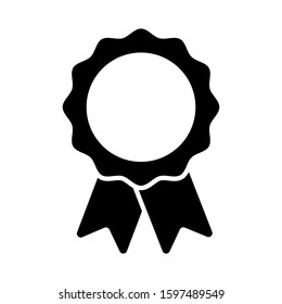 Black ribbon badge icon vector illustration award medal symbol