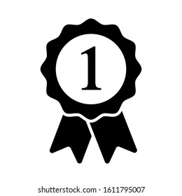 Black ribbon badge icon vector illustration first place award medal symbol